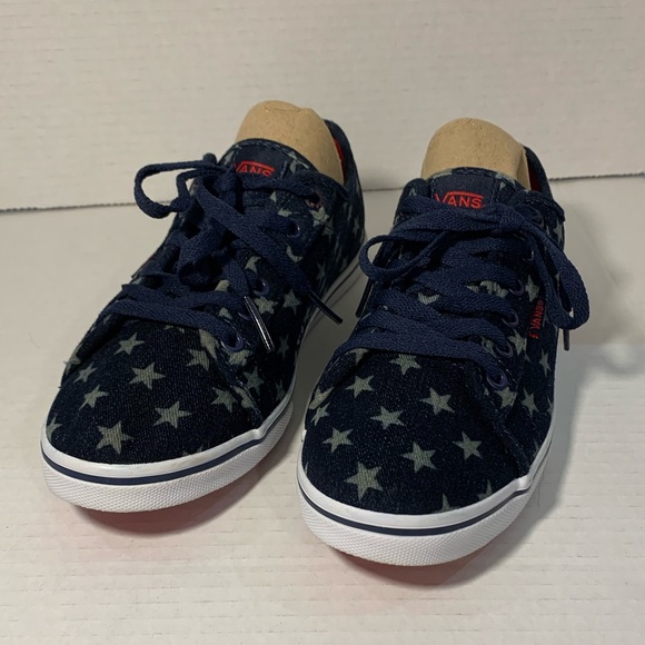 Vans Authentic Low Stars Blue Grey Sneakers Woman’s 9 - Picture 3 of 13